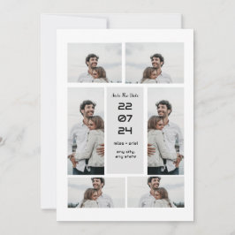 Convites Colagem de fotos elegante moderna cinza salvar a d