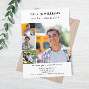 Convites Colagem de fotos em preto branco festa de formatur