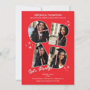 Convites Colagem de Fotos GRAD Vermelho Festa de Formatura