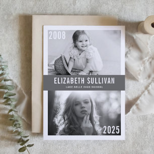 Convites Colagem de Fotos Gradução Cinza Então e Agora