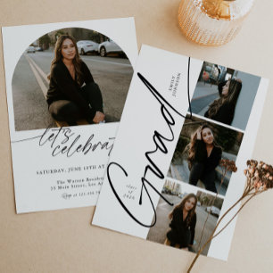 Convites Colagem de Fotos Minimalista Moderno Script Gradua