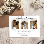 Convites Colagem de Fotos Moderna Calliografia QR Code casa<br><div class="desc">Linda Modelo de Convite para Casamento de Colagem de Fotos Minimalista QR. Apresenta três fotos e uma elegante caligrafia de script.</div>