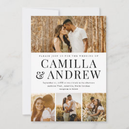 Convites Colagem de Fotos Moderna para Casamento Elegante 4
