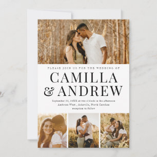 Convites Colagem de Fotos Moderna para Casamento Elegante 4