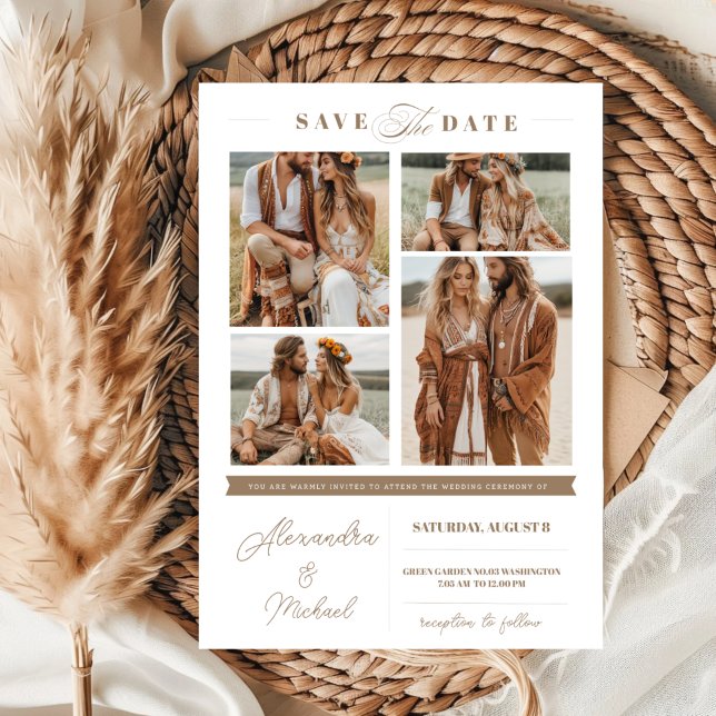 Convites Colagem de Fotos Moderna Salva A Data (Criador carregado)