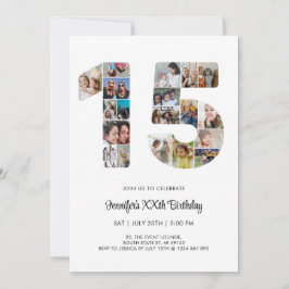 Convites Colagem de Fotos Personalizada do Número 15 de Ani