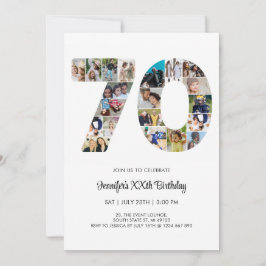 Convites Colagem de Fotos Personalizada do Número 70 de Ani