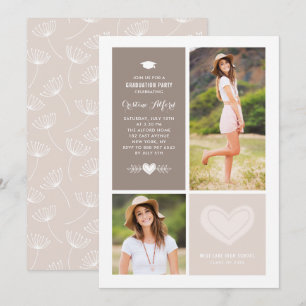 Convites Colagem de Fotos Rustic Heart Doodles Formatura