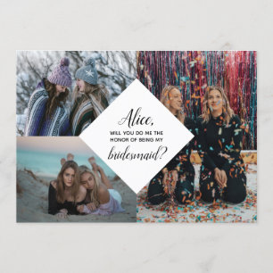 Convites Colagem de Letras de Foto de Bridesmaid Moderna
