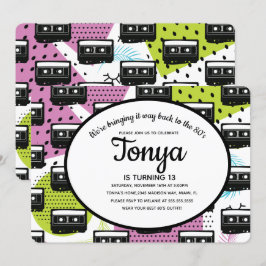 Convites Colagem de Menina Rosa dos Anos 80 e 90 Fita Casse