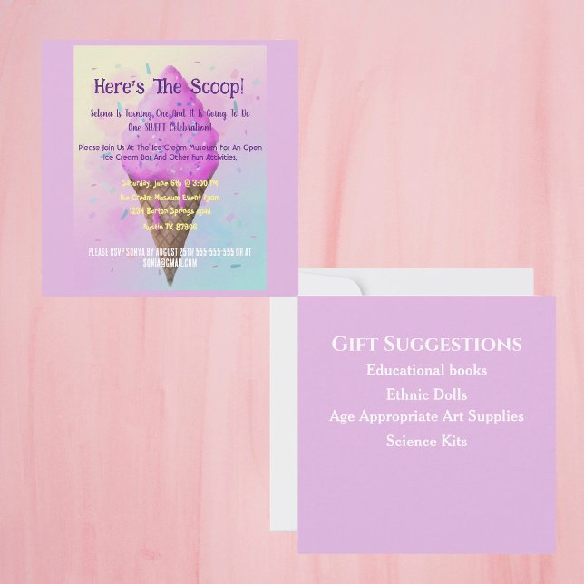 Convites Colagem de Sorvete de Pastel (Criador carregado)