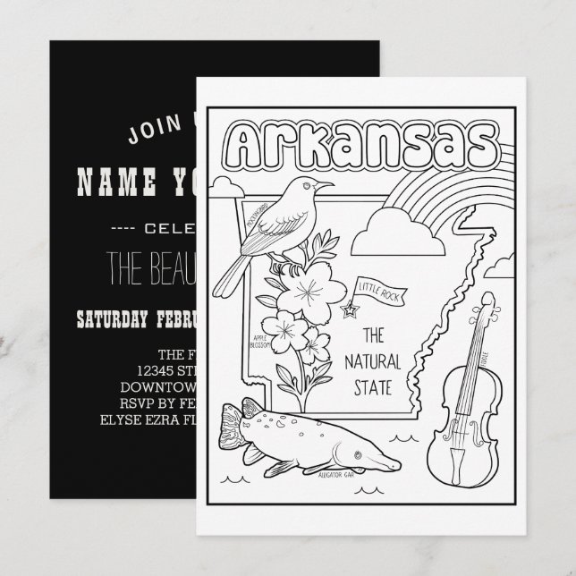 Convites colagem do colorido do arkansas (Frente/Verso)