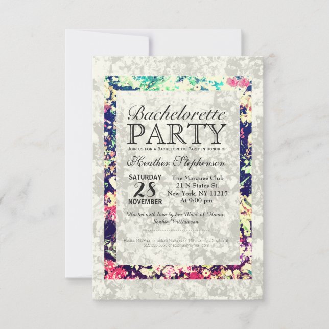 Convites Colagem Floral Elegante de Multicores (Frente)