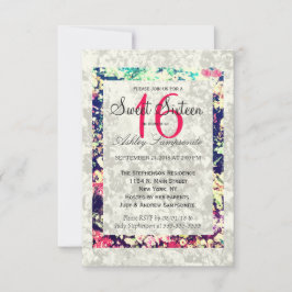 Convites Colagem Floral Elegante Multicolorido Lavada