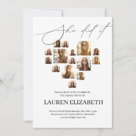 Convites Colagem moderna de 15 fotos em preto e branco para