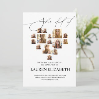 Convites Colagem moderna de 15 fotos em preto e branco para