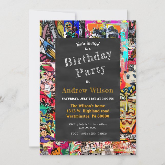 Convites Colagem na parede do grafite com quadro (Frente)