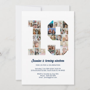 Convites Colagem Personalizada de Fotos 19, Número de Anive
