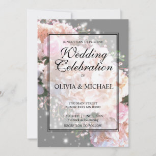 Convites Colar branca e cinza romana hydrangeas rosa rosas