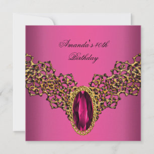 Convites Colar de aniversário de 40 anos Rosa Dourado Selva