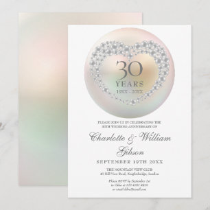 Convites Colar Pérola Chic 30º Aniversário de Casamento