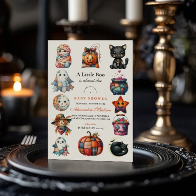 Convites Colcha de Retalhos Halloween Baby Shower (Criador carregado)