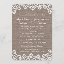 Convites Colchete Antiquado Lace e Burlap