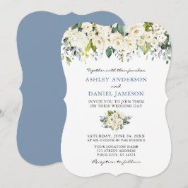 Convites Colchete de Casamento Azul com Duelo Floral de Águ