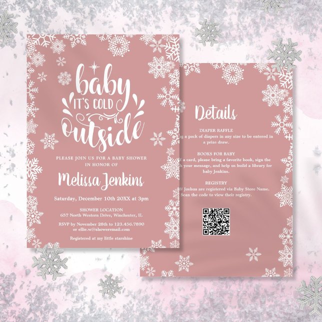 Convites Cold Outside Girl Winter Baby Shower All In One (Cold Outside Girl Winter Baby Shower All In One Invitation)