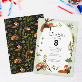 Convites Coleção de Aniversário de Panda Vermelho, Animal d