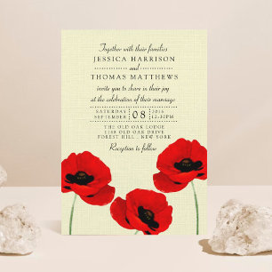Convites Coleção de Casamento Floral de Poppies de Água 