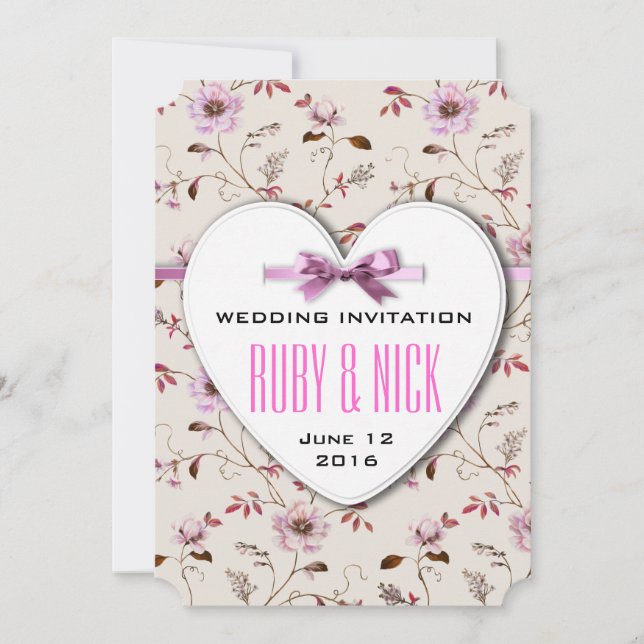 Convites Coleção de casamento floral RomanticCharm (Frente)