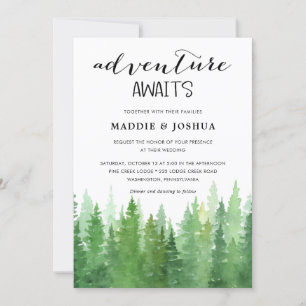 Convites Coleção de Casamento Floresta de Pinheiros em Aqua