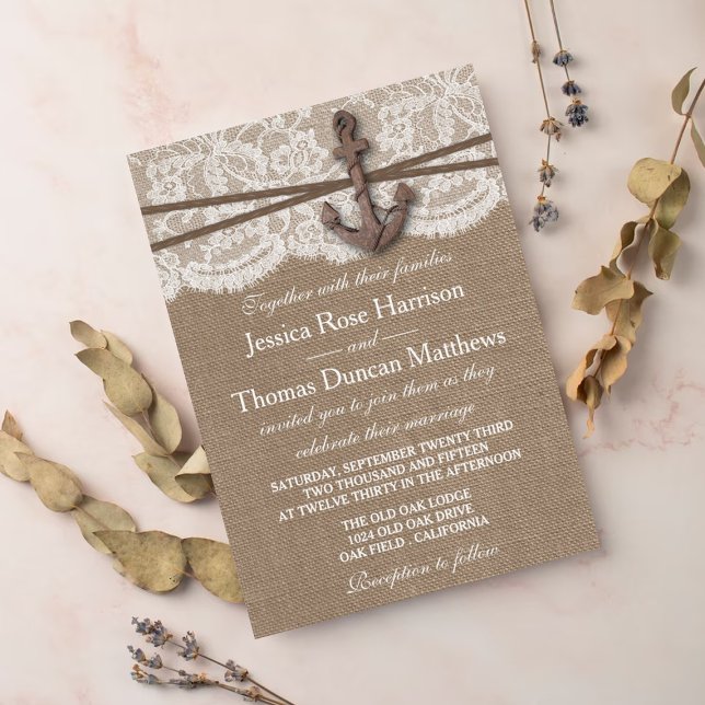 Convites Coleção de Casamentos de Âncoras Náuticas Russas (Criador carregado)