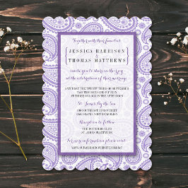 Convites Coleção de Casamentos de Paisley Moderno - Roxo