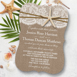 Convites Coleção de Casamentos Rustic Starfish Beach
