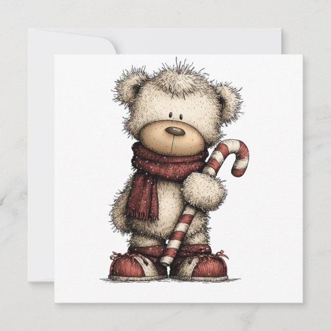 Convites Coleção de Clipart de Natal | Urso Teddy  (Frente)
