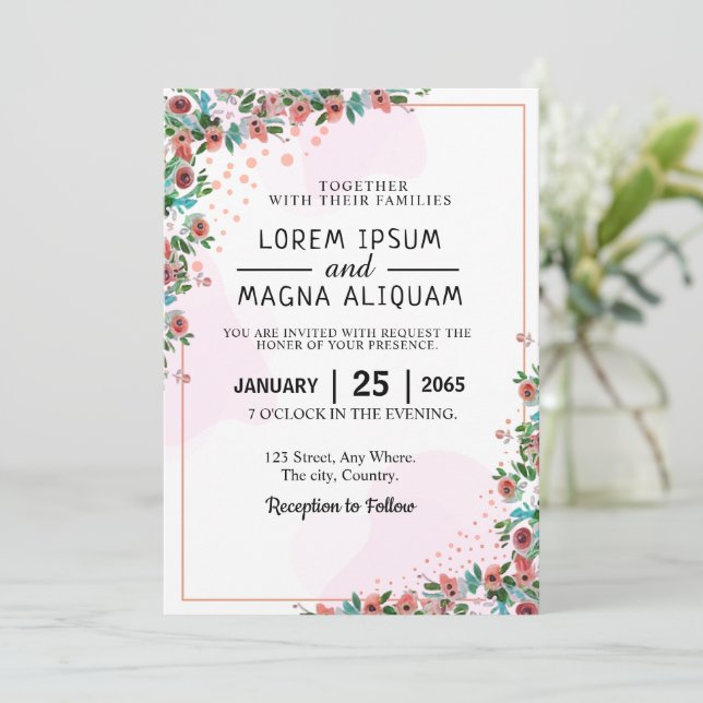 Convites coleção de design de cartas de casamento bonito (Em pé/Frente)