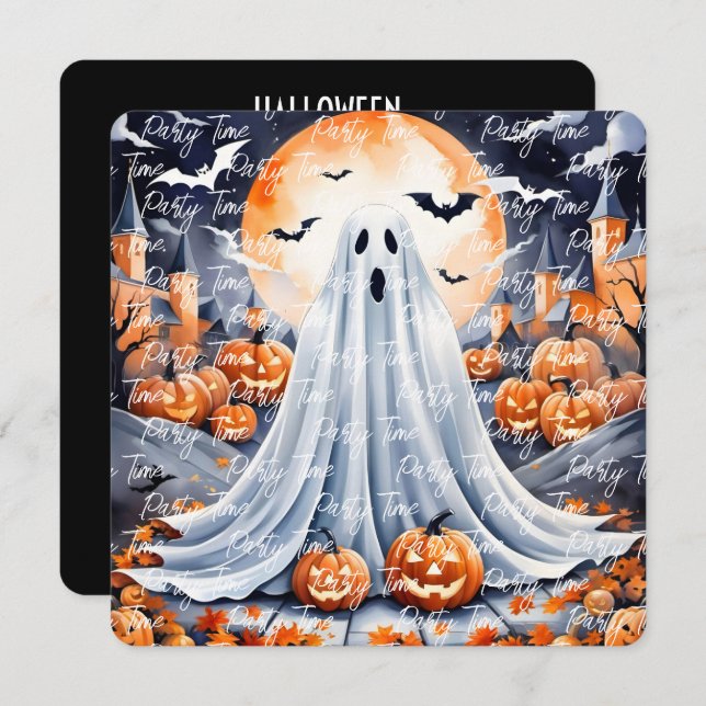 Convites Coleção de outono de Pumpkin Moderno do Halloween (Frente/Verso)