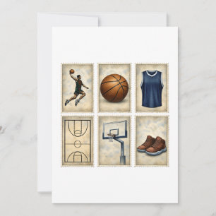 Convites Coleção de Selos Esportivos de Basquetebol Vintage