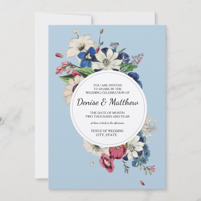 Convites Coleção Eterna em Azul Omphalodes (Frente)