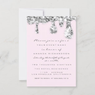 Convites Coletor de Cinza Pink Prata Glitter Bridal Doce 16