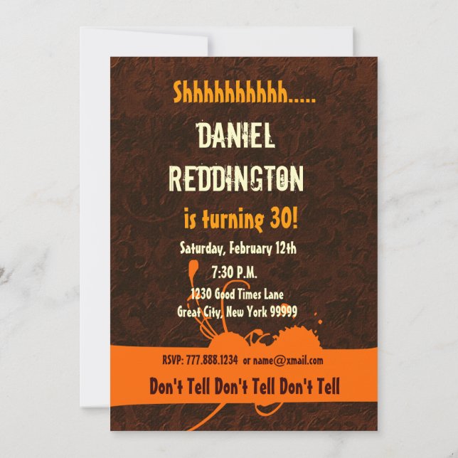 Convites Coletor de pintura de aniversário de 30 anos SURPR (Verso)