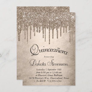 Convites Coletor de Taupe Champagne Quinceanera