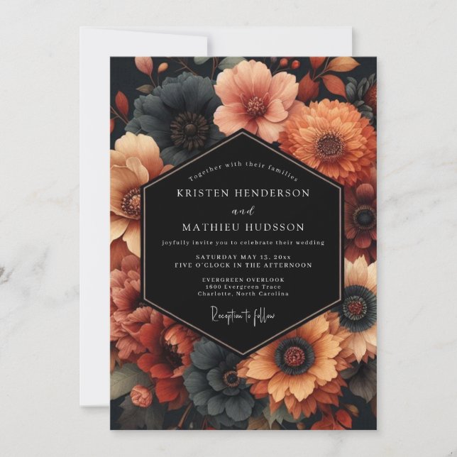 Convites Colheita de Casamento Flor de Laranja Queimada (Frente)