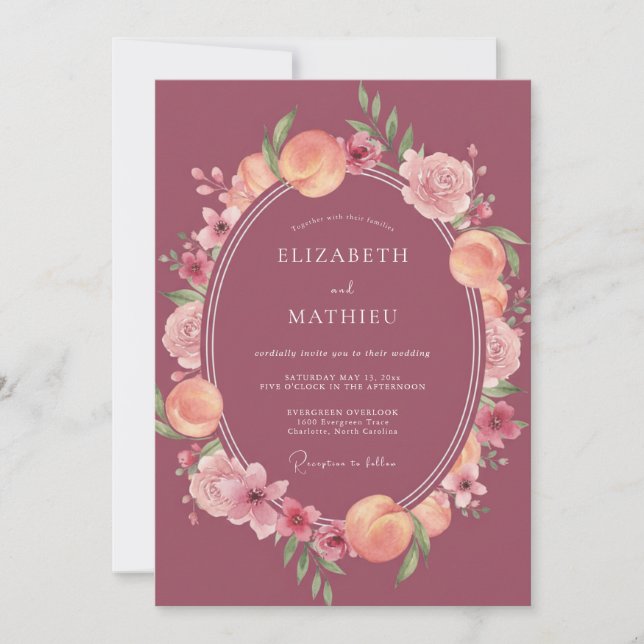 Convites Colheita de Casamento no Pomar Verde Malva (Frente)