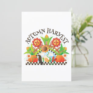 Convites Colheita de Outono Arte Popular Abóbora e Girassói