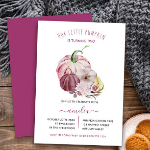 Convites Colheita De Outono Da Pequena Abóbora Fruta Rosa A
