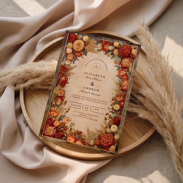 Convites Colheita de Outono Floral Casamento (Criador carregado)