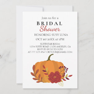 Convites Colheita de Pumpkin Laranja com Flores